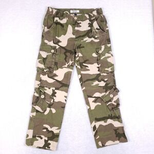 Ochenta Camo Cargo Pants Multi Pocket Utility Green Brown Women's Size 12